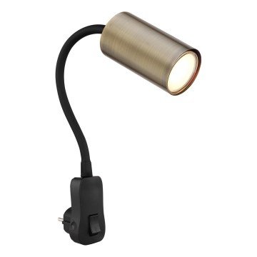 Globo - Socket wall spotlight 1xGU10/25W/230V black/brass