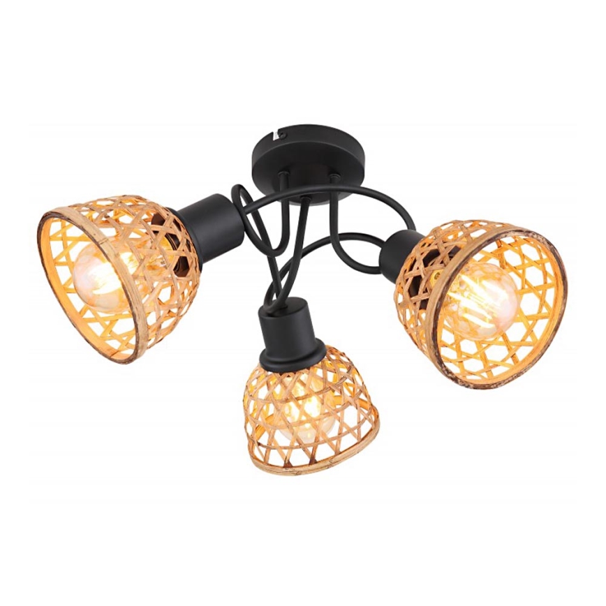 Globo - Surface-mounted chandelier 3xE27/15W/230V bamboo