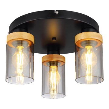 Globo - Surface-mounted chandelier 3xE27/40W/230V metal/wood