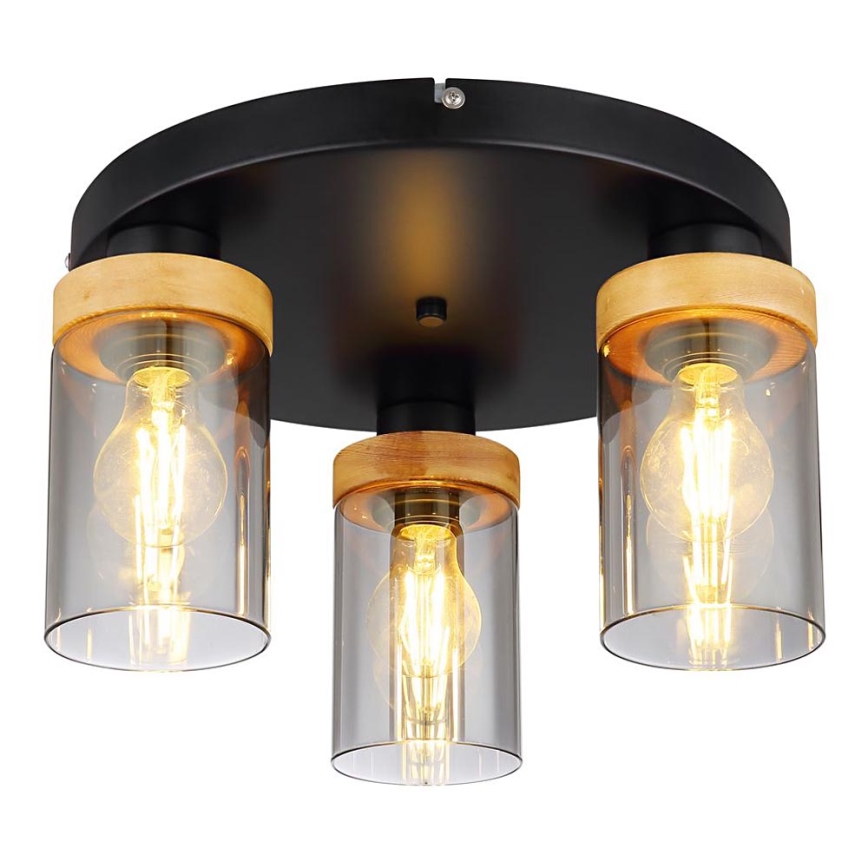 Globo - Surface-mounted chandelier 3xE27/40W/230V metal/wood