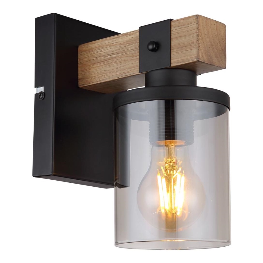 Globo - Wall lamp 1xE27/60W/230V oak/smoky