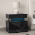 GLOSSA LED bedside table 55x51 cm black/glossy black
