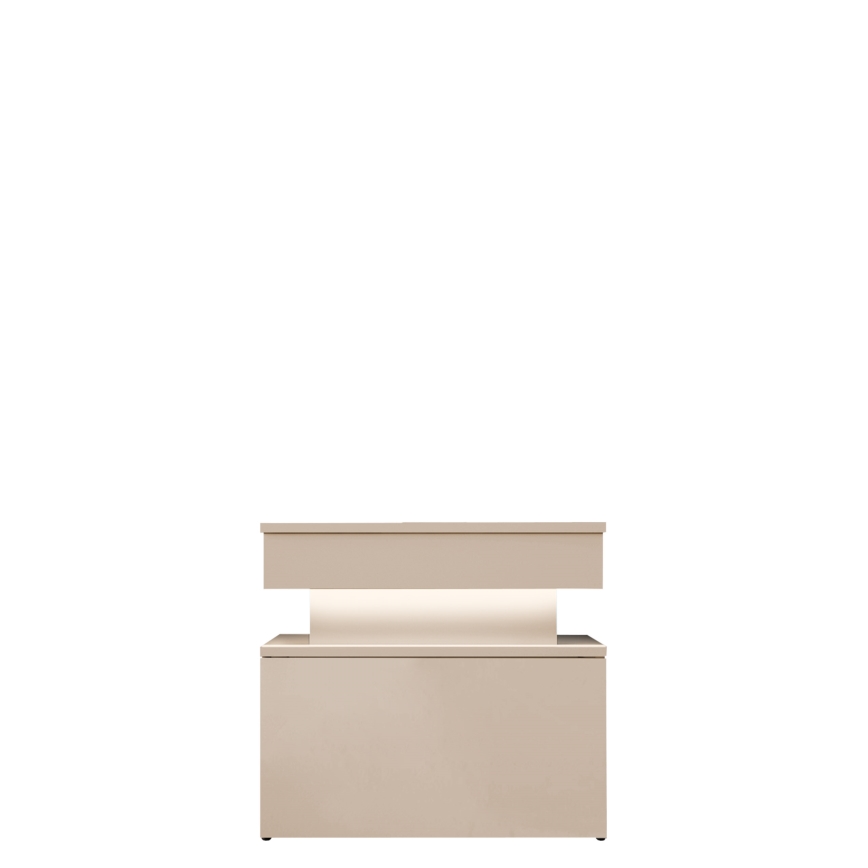GLOSSA LED-lit bedside table 55x51 cm beige