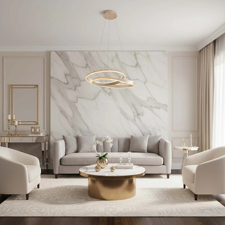 GLOW Cable-Suspended LED Chandelier, 75W, 230V, 4000K, Ø 60 cm, Gold