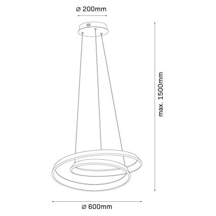 GLOW Cable-Suspended LED Chandelier, 75W, 230V, 4000K, Ø 60 cm, Gold