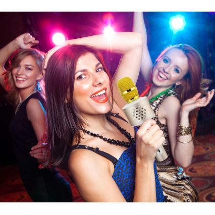 Gold Bluetooth Karaoke Microphone — 6 W, 5 V, 1500 mAh