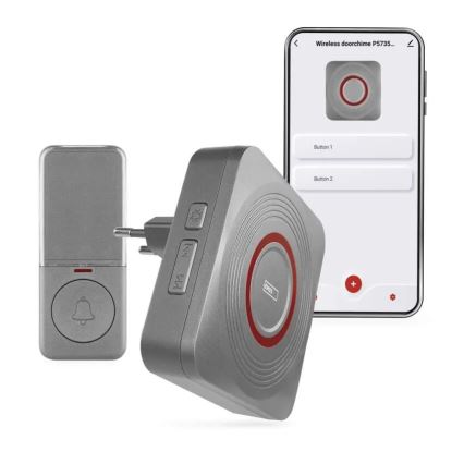 GoSmart 230V Plug-in Wireless Doorbell + 1xCR2032 Gray Wi-Fi