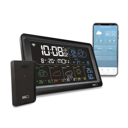 GoSmart Weather Station with LCD Display 230V/3xAAA + 2×AAA Tuya Wi-Fi Black