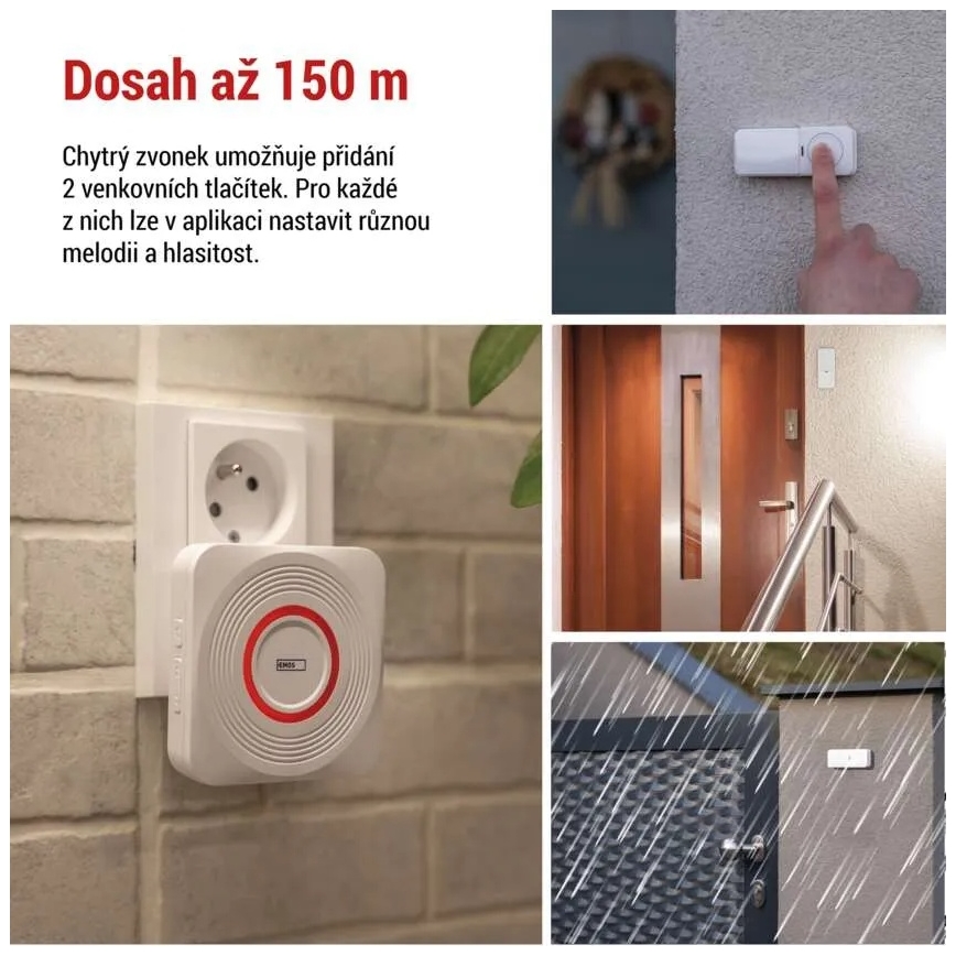 GoSmart Plug-in Wireless Doorbell 230V + 1xCR2032 White Wi-Fi