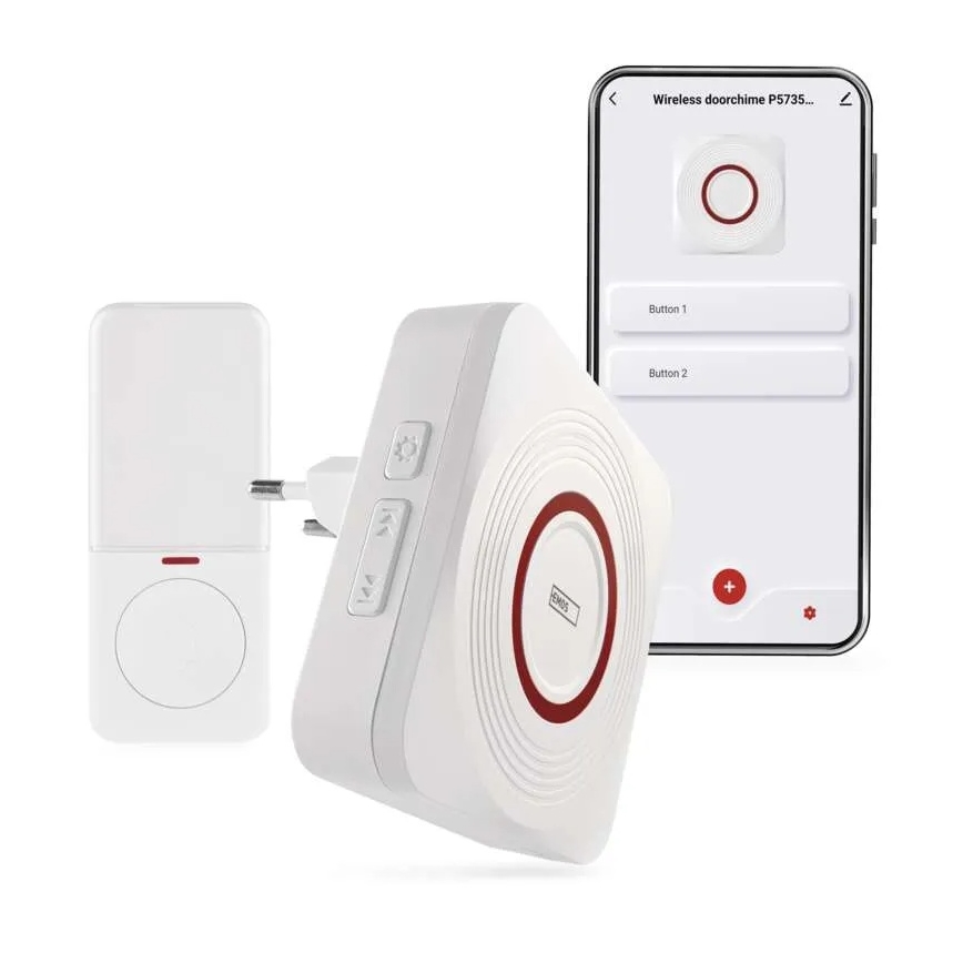 GoSmart Plug-in Wireless Doorbell 230V + 1xCR2032 White Wi-Fi