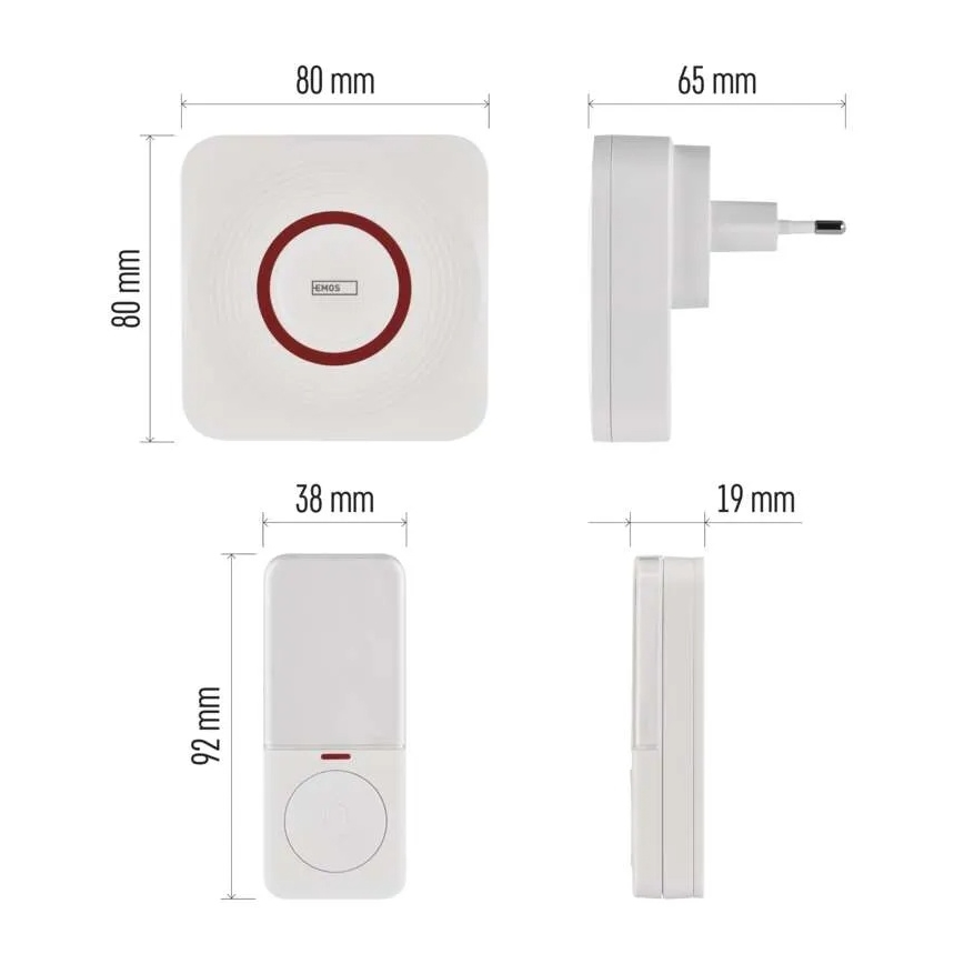 GoSmart Plug-in Wireless Doorbell 230V + 1xCR2032 White Wi-Fi