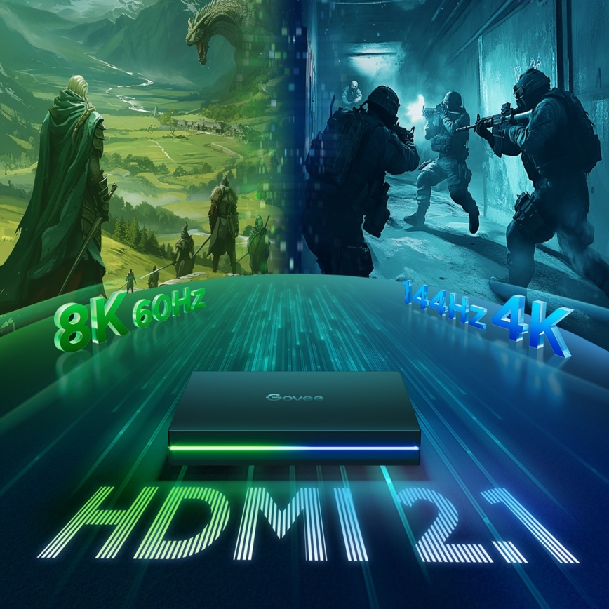 Govee - AI Sync Box 2 Smart TV RGBICW Backlighting for 55-65 TVs, Wi-Fi