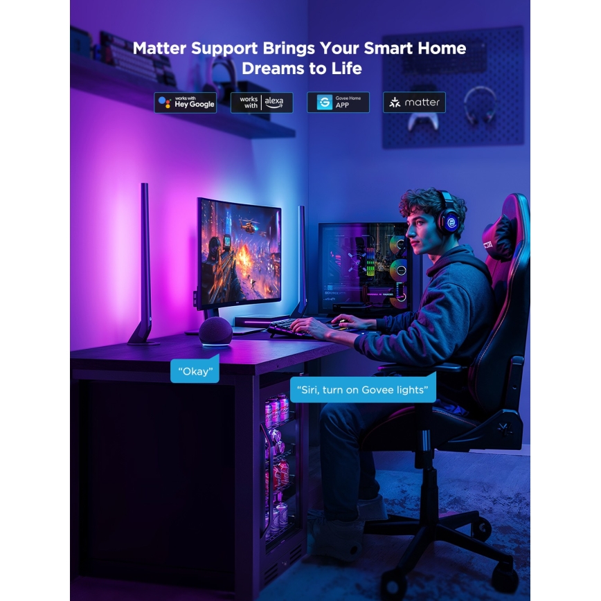 Govee - AI Sync Box Kit 2 Smart PC lighting kit 27-34 + Wi-Fi LED panels