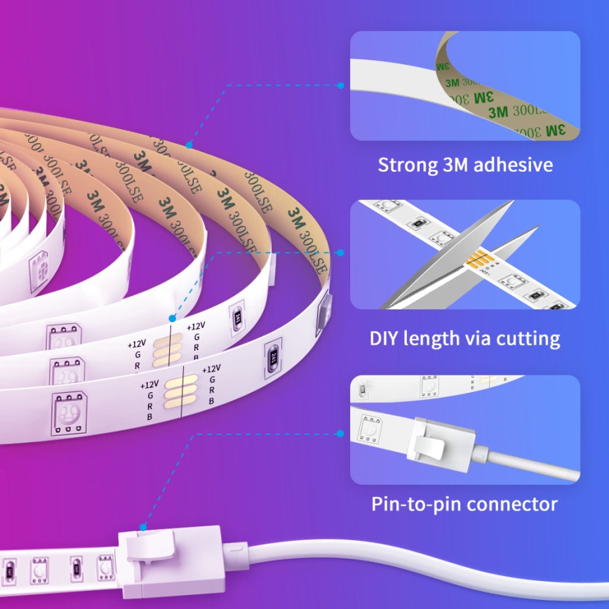 Govee - Dimmable RGB LED Strip SMART LED/36W/24V 10m Wi-Fi