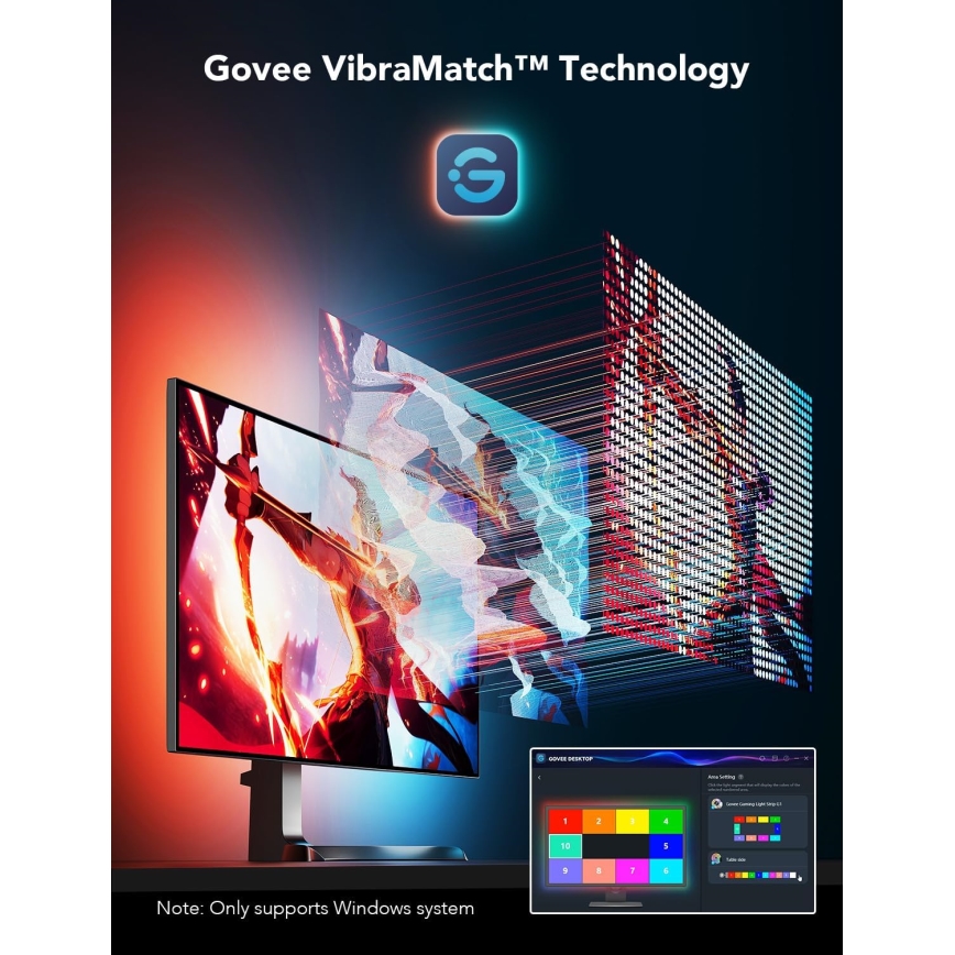 Govee - Dreamview G1 Smart LED RGBIC monitor lighting 27-34" Wi-Fi