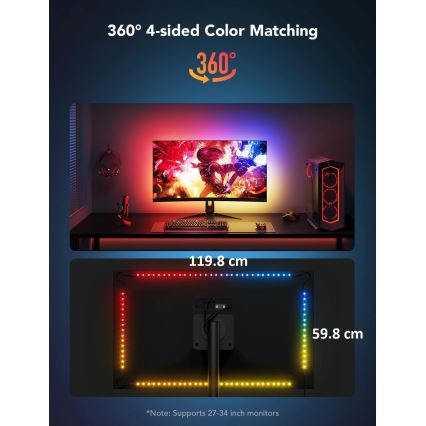 Govee - Dreamview G1 Smart LED RGBIC monitor lighting 27-34" Wi-Fi