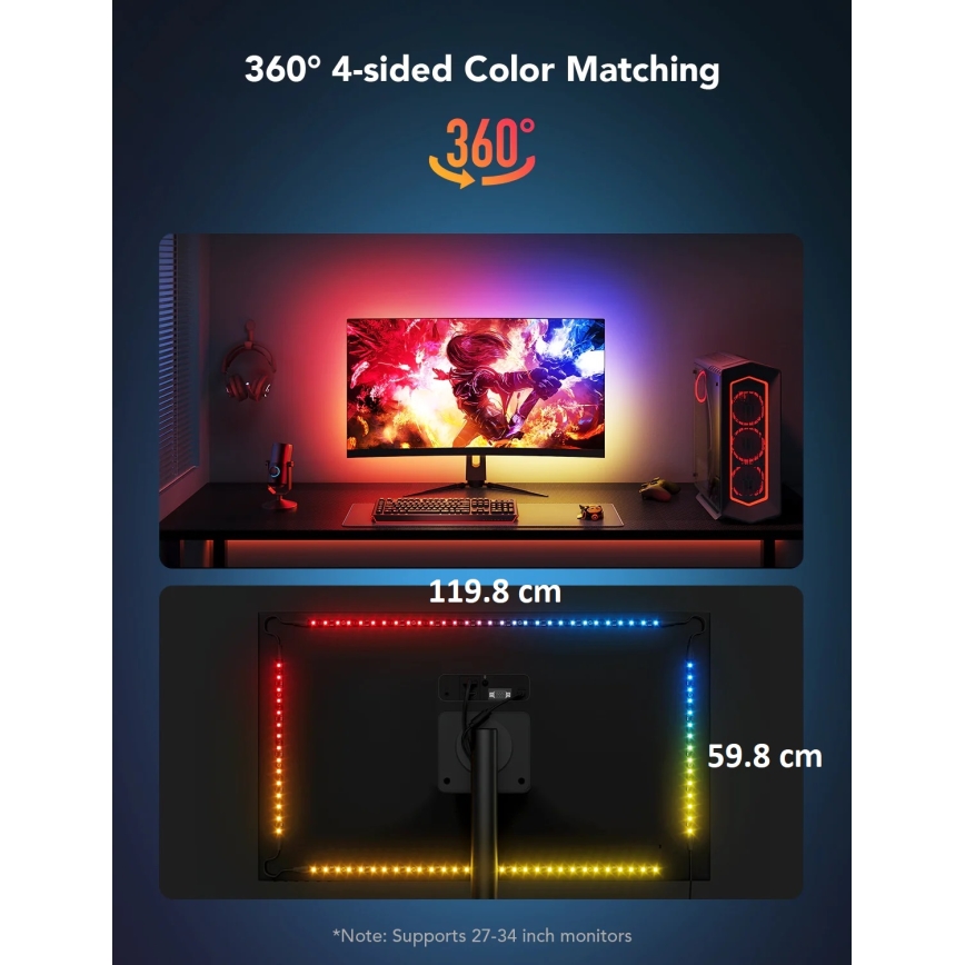 Govee - Dreamview G1 Smart LED RGBIC monitor lighting 27-34" Wi-Fi