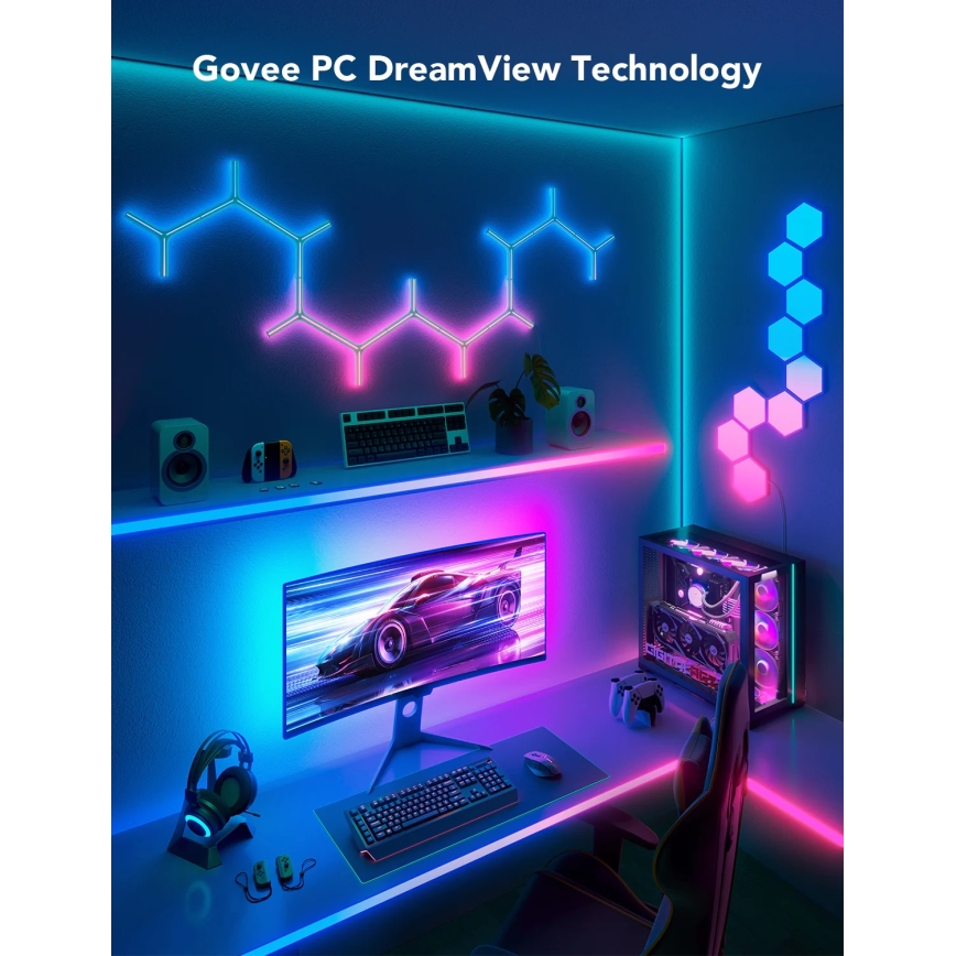 Govee - Dreamview G1 Smart LED RGBIC monitor lighting 27-34" Wi-Fi