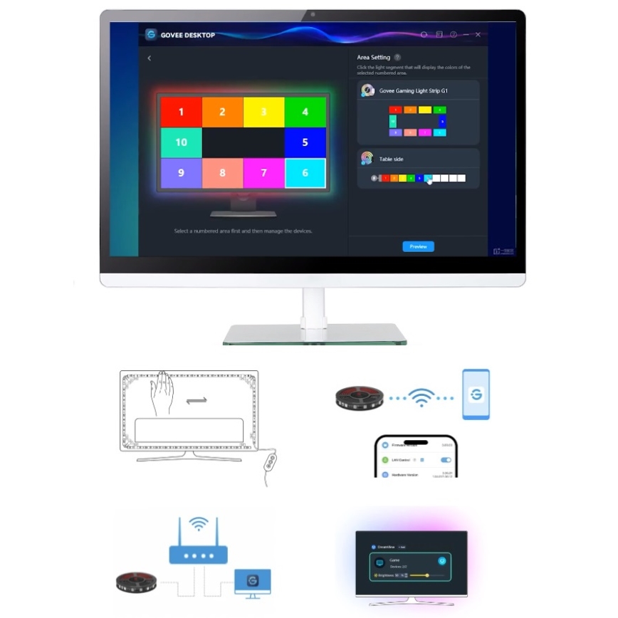Govee - Dreamview G1 Smart LED RGBIC monitor lighting 27-34" Wi-Fi