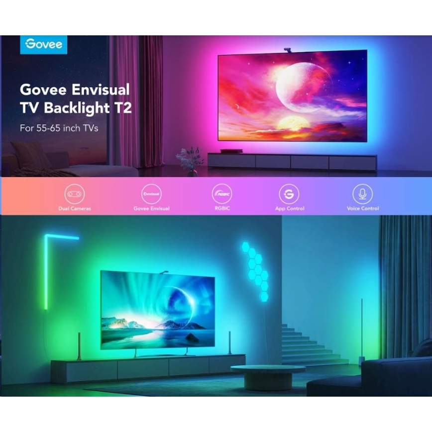 Govee - DreamView T2 DUAL TV 55-65" SMART LED backlight RGBIC Wi-Fi + remote control