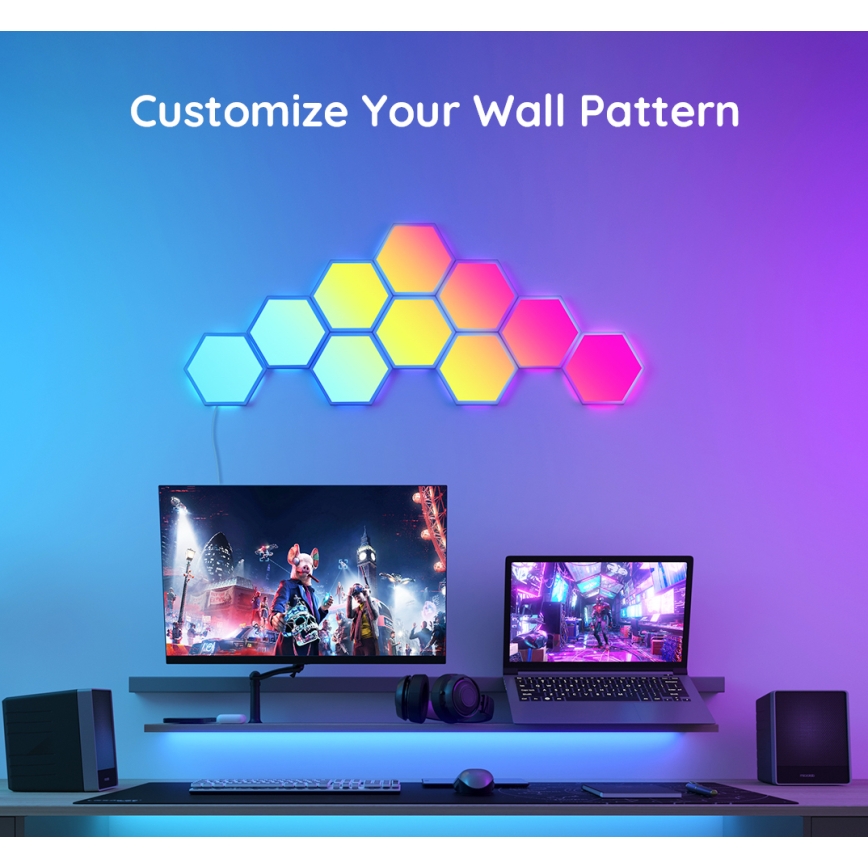 Govee - Extension set 2x LED RGB Dimmable panel LED/7,2W/230V Wi-Fi