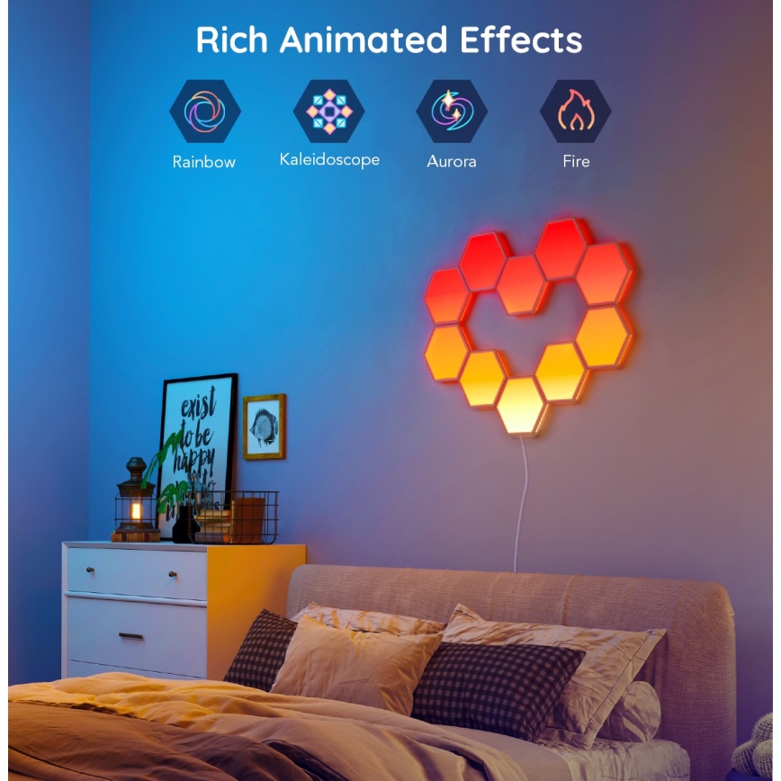 Govee - Extension set 2x LED RGB Dimmable panel LED/7,2W/230V Wi-Fi