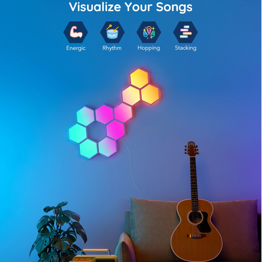 Govee - Extension set 2x LED RGB Dimmable panel LED/7,2W/230V Wi-Fi
