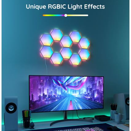 Govee - Extension set 2x LED RGB Dimmable panel LED/7,2W/230V Wi-Fi
