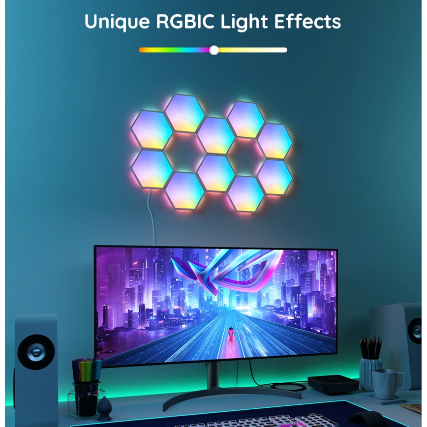 Govee - Extension set 2x LED RGB Dimmable panel LED/7,2W/230V Wi-Fi