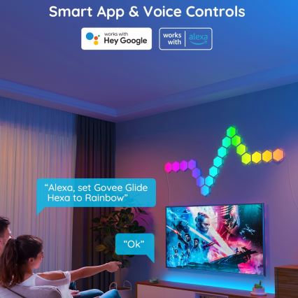 Govee - Extension set 2x LED RGB Dimmable panel LED/7,2W/230V Wi-Fi