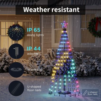 Govee - LED RGBIC Star-Topped Christmas Tree LED/15W/230V IP65 1,8m Matter Wi-Fi