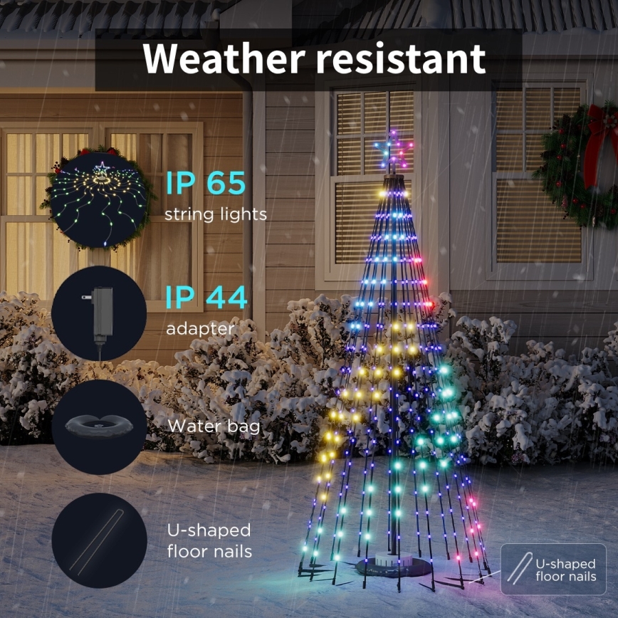 Govee - LED RGBIC Star-Topped Christmas Tree LED/15W/230V IP65 1,8m Matter Wi-Fi