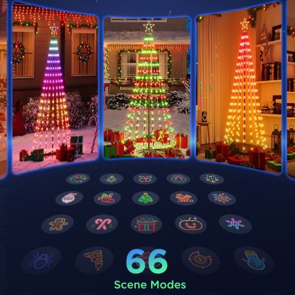 Govee - LED RGBIC Star-Topped Christmas Tree LED/15W/230V IP65 1,8m Matter Wi-Fi