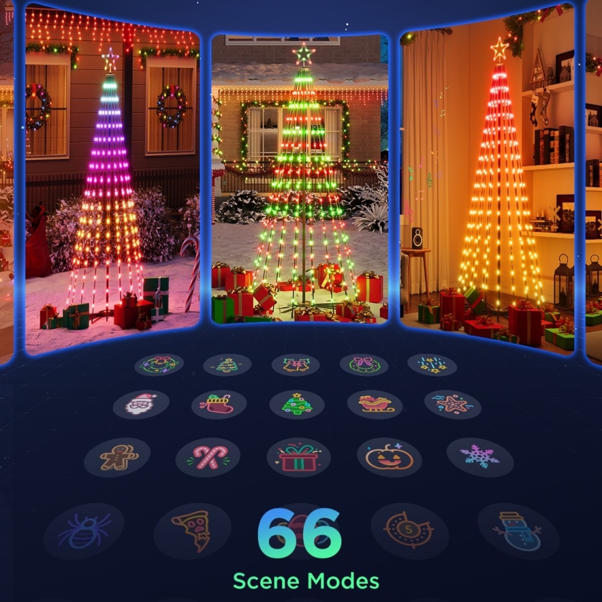 Govee - LED RGBIC Star-Topped Christmas Tree LED/15W/230V IP65 1,8m Matter Wi-Fi