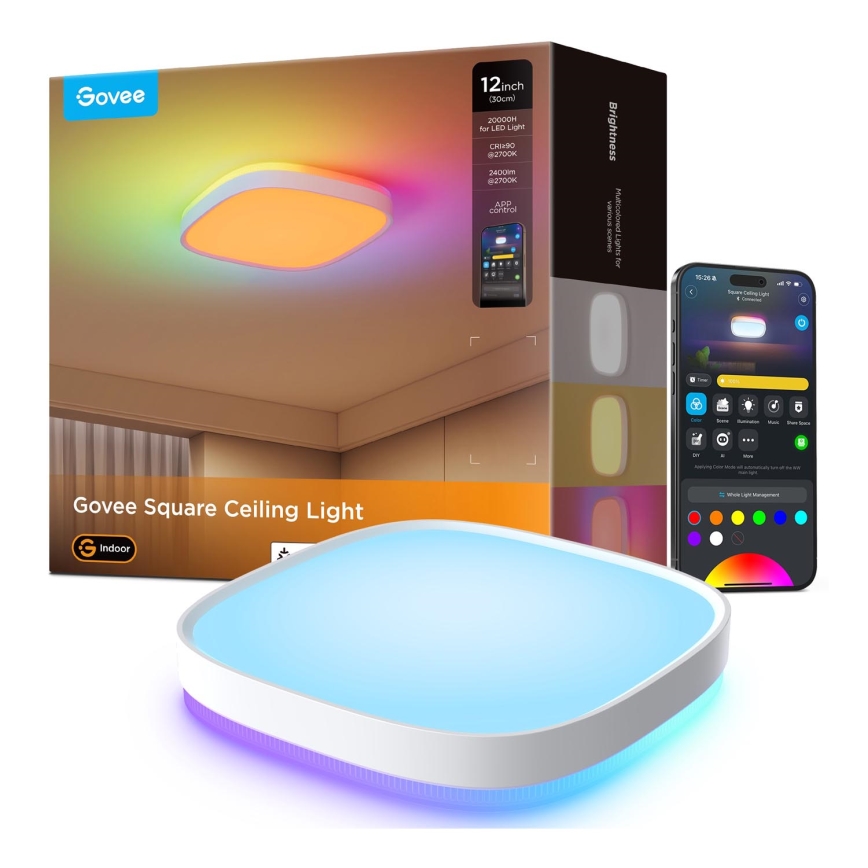 Govee - LED RGBIC Dimmable ceiling light LED/24W/230V 2700-6500K Wi-Fi