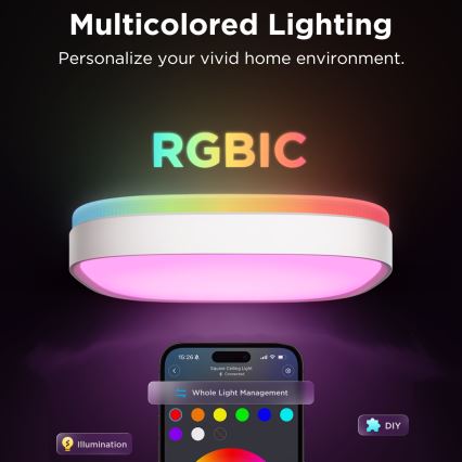 Govee - LED RGBIC Dimmable ceiling light LED/24W/230V 2700-6500K Wi-Fi