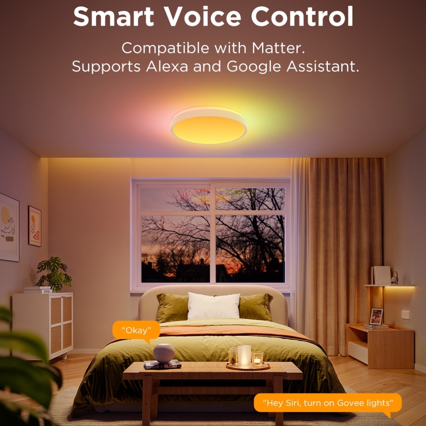 Govee - LED RGBIC Dimmable ceiling light LED/49W/230V 2700-6500K Wi-Fi
