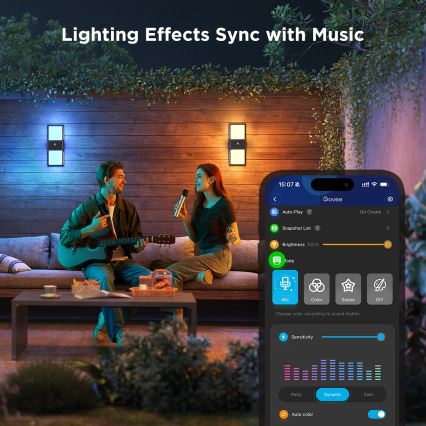 Govee - LED RGBIC Dimmable outdoor wall light with sensor LED/230V IP65 2700-6500K Wi-Fi