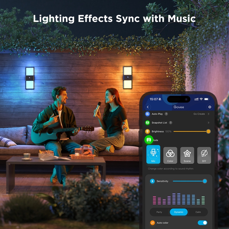 Govee - LED RGBIC Dimmable outdoor wall light with sensor LED/230V IP65 2700-6500K Wi-Fi