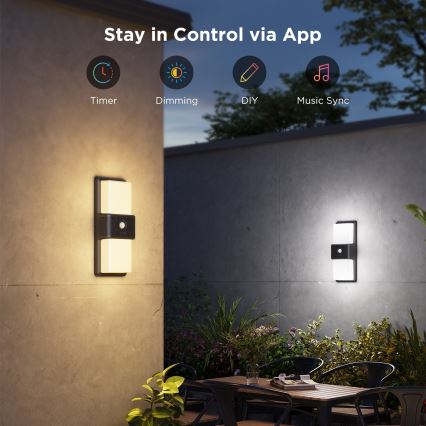 Govee - LED RGBIC Dimmable outdoor wall light with sensor LED/230V IP65 2700-6500K Wi-Fi