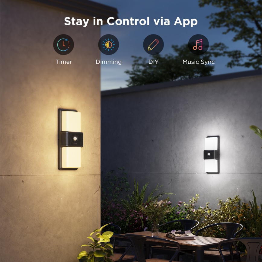Govee - LED RGBIC Dimmable outdoor wall light with sensor LED/230V IP65 2700-6500K Wi-Fi