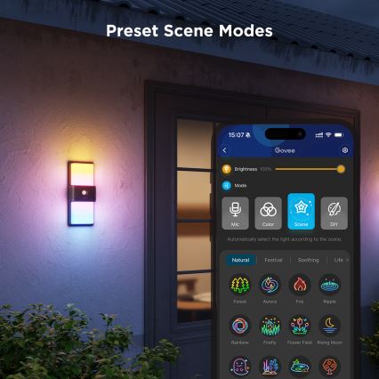 Govee - LED RGBIC Dimmable outdoor wall light with sensor LED/230V IP65 2700-6500K Wi-Fi