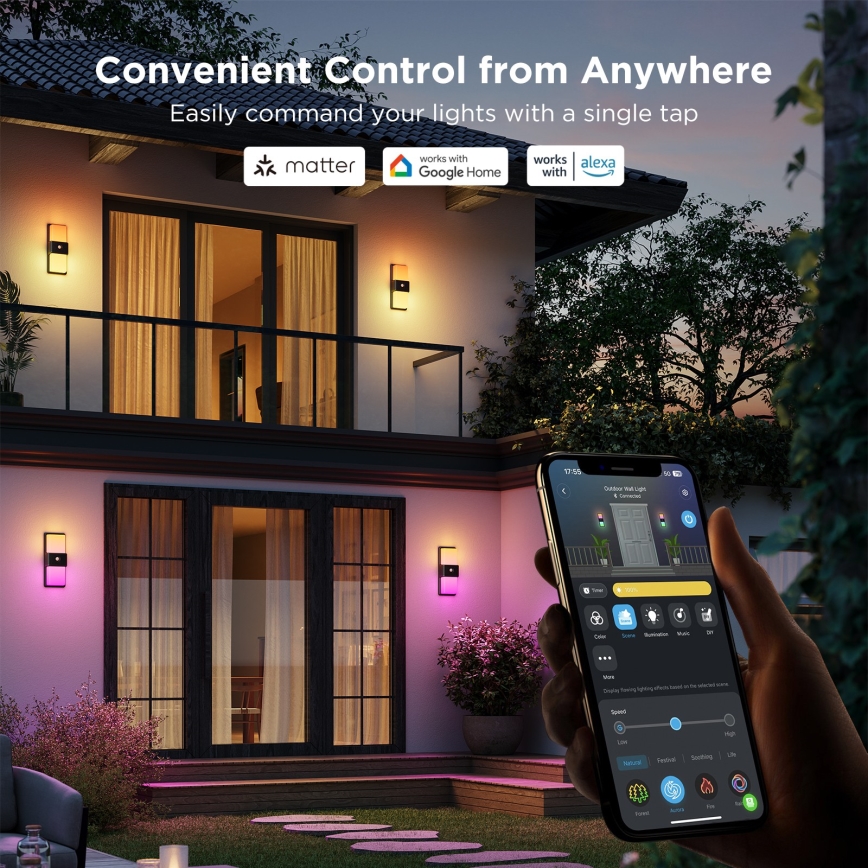 Govee - LED RGBIC Dimmable outdoor wall light with sensor LED/230V IP65 2700-6500K Wi-Fi
