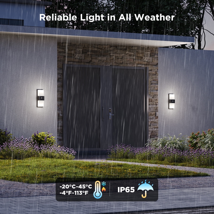 Govee - LED RGBIC Dimmable Outdoor Wall Light with Sensor MATTER LED/230V IP65 2700-6500K Wi-Fi
