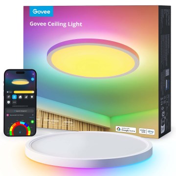 Govee - LED RGBIC + Warm White Dimmable Ceiling Light, 29W, 230V, Ø 30 cm, Matte, Wi-Fi