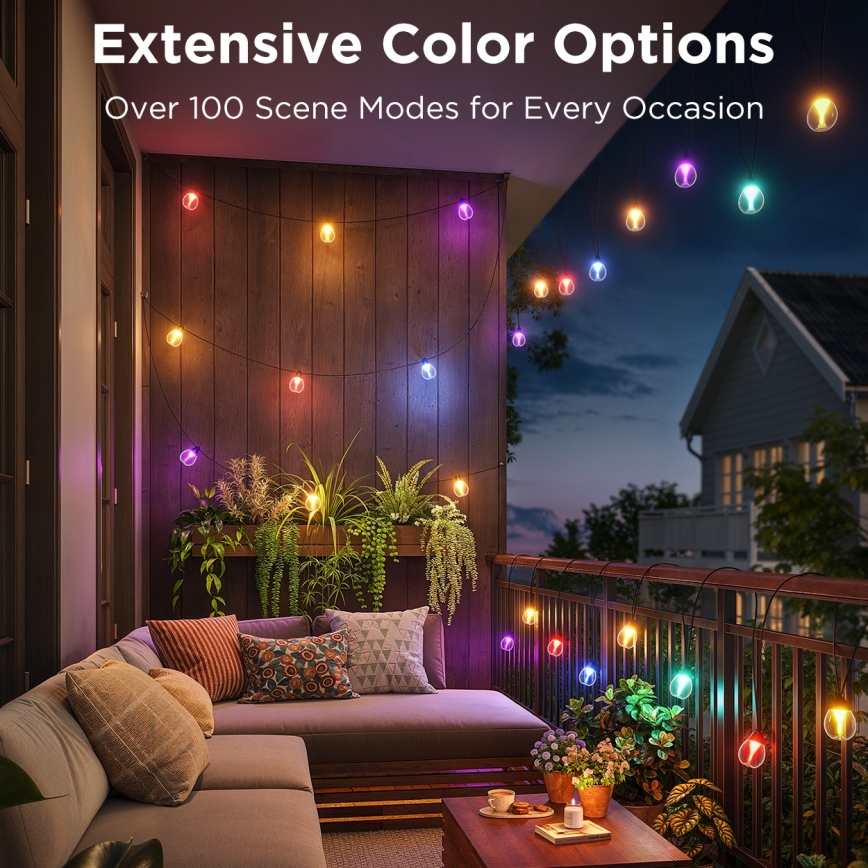 Govee - LED RGBICW Dimmable outdoor decorative chain LED/24W/230V IP67 2700-6500K Wi-Fi