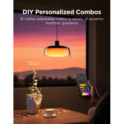 Govee - LED RGBICWW Dimmable Cable-Suspended Pendant Light LED/21W/230V Matter Wi-Fi