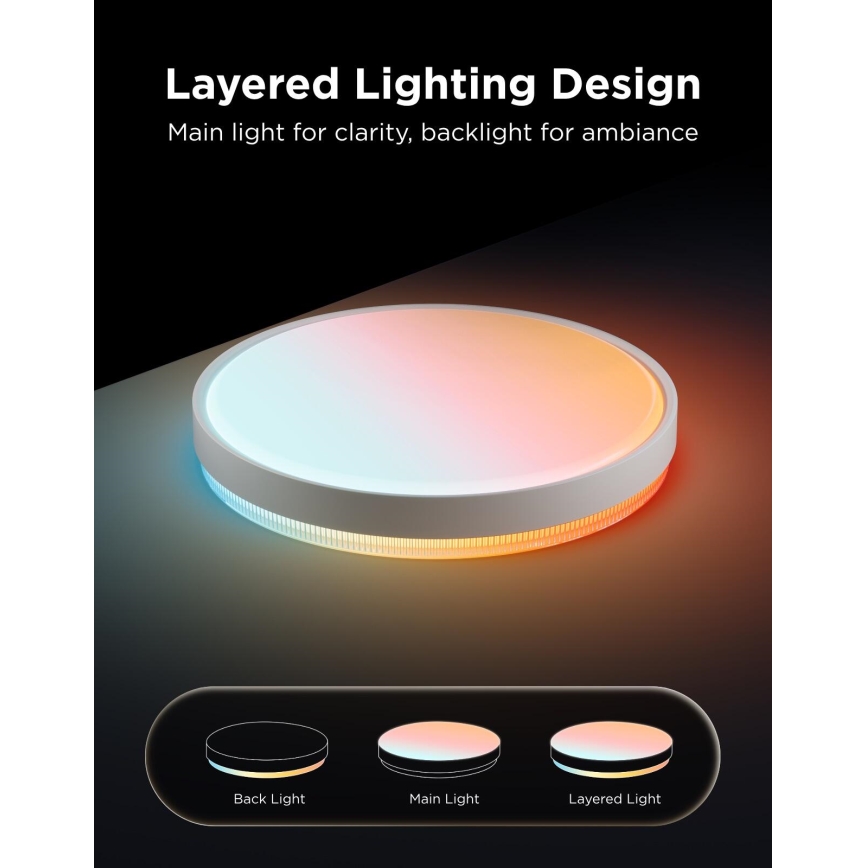 Govee - LED RGBICWW Dimmable Ceiling Light LED/55W/230V Ø 46 cm Matter Wi-Fi
