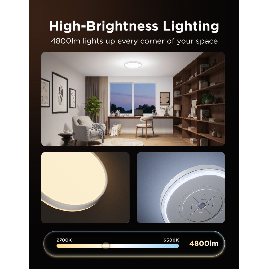 Govee - LED RGBICWW Dimmable Ceiling Light LED/55W/230V Ø 46 cm Matter Wi-Fi