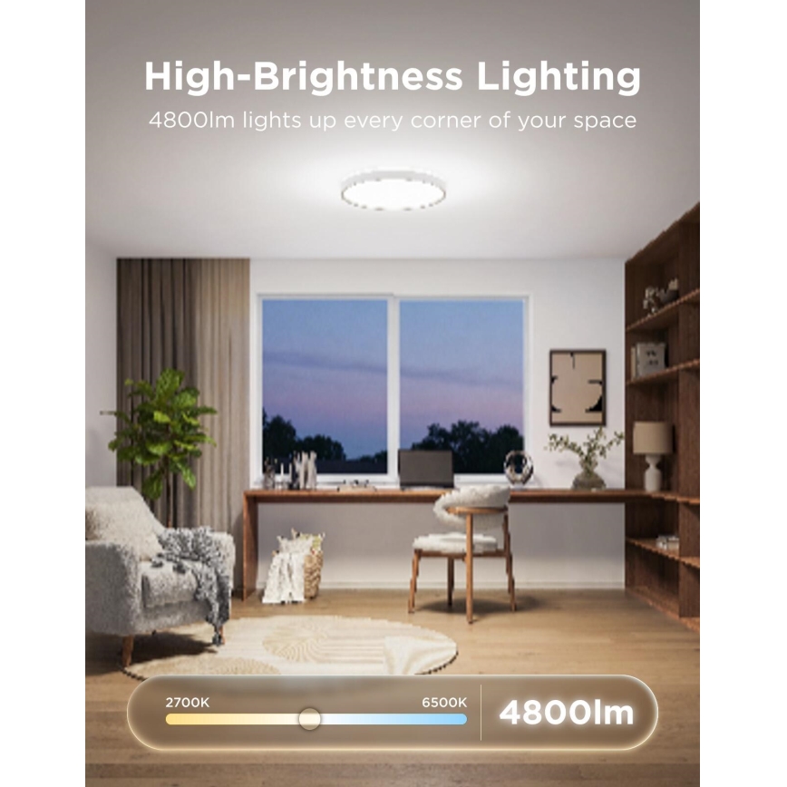 Govee - LED RGBICWW Dimmable Ceiling Light LED/55W/230V Ø 46 cm Matter Wi-Fi